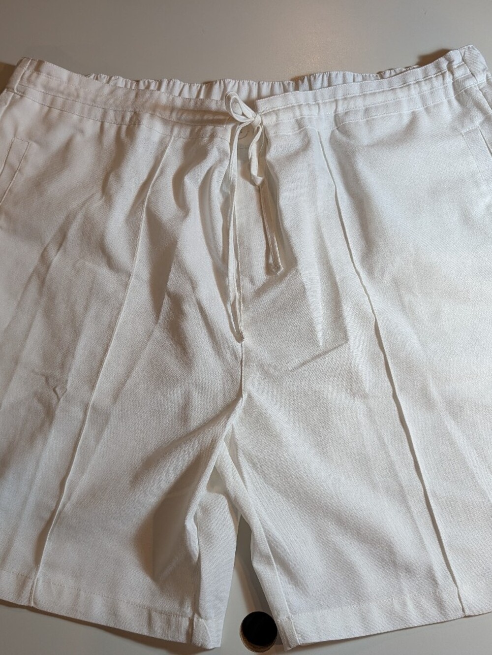 Coofandy Mens XXXL White Drawstring Linen-Blend Casual Beach Shorts NWT